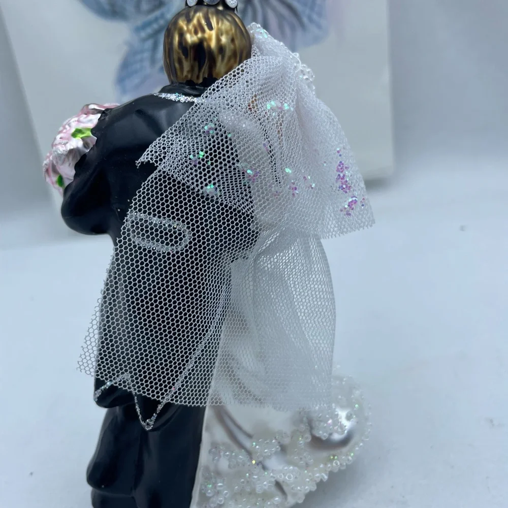 Elegant Bride and Groom Ornament - Silver and Black